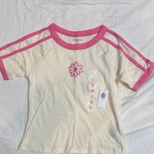 Old Navy Kids Cream and Pink Flower Tee